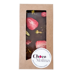 Czekolada mleczna z truskawkami i pistacją